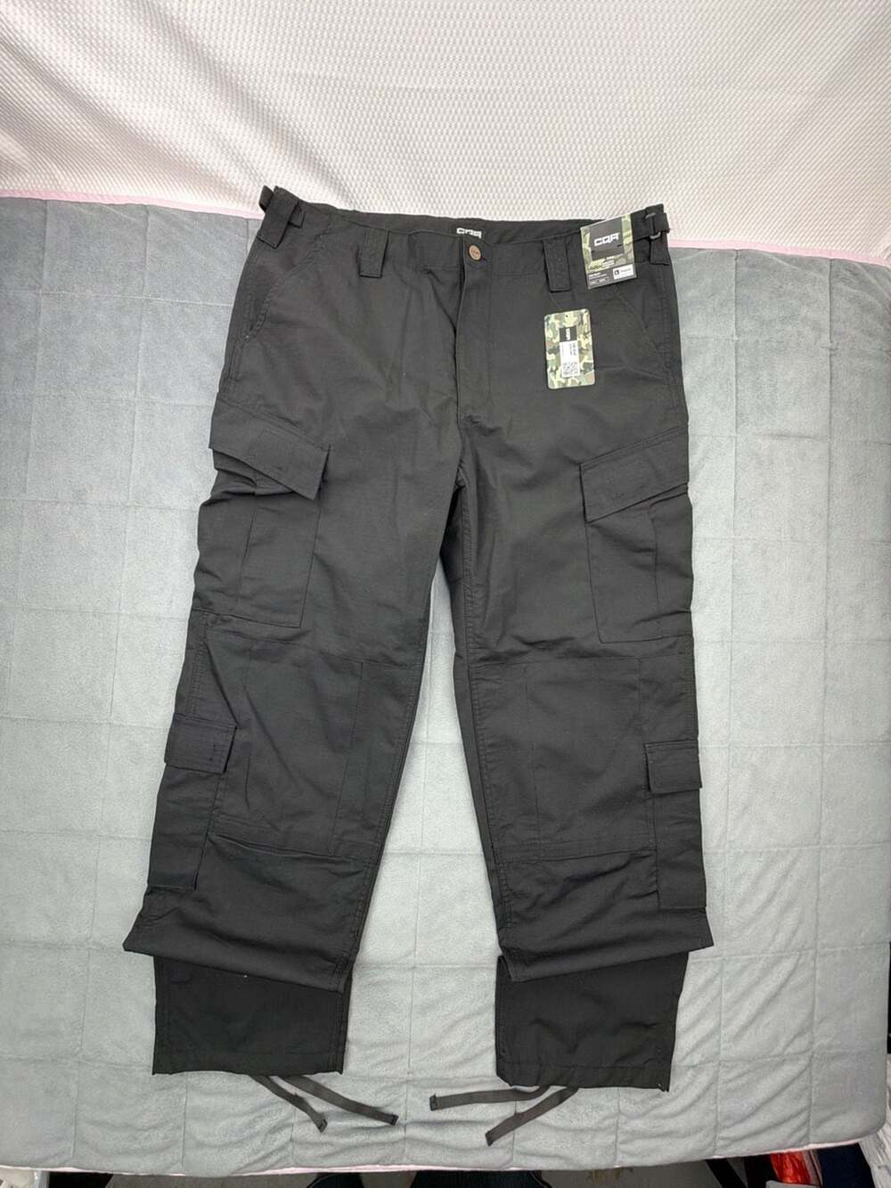 CQR Tactical Pants Size L Regular Black Cargo Work Uniform NWT